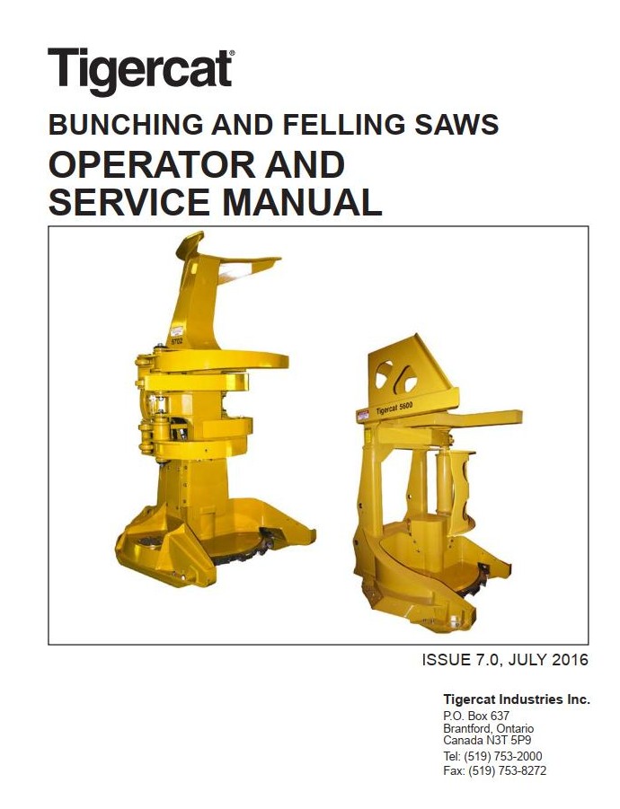 Tigercat BUNCHING AND FELLING SAWS Operator and Service Manual PDF